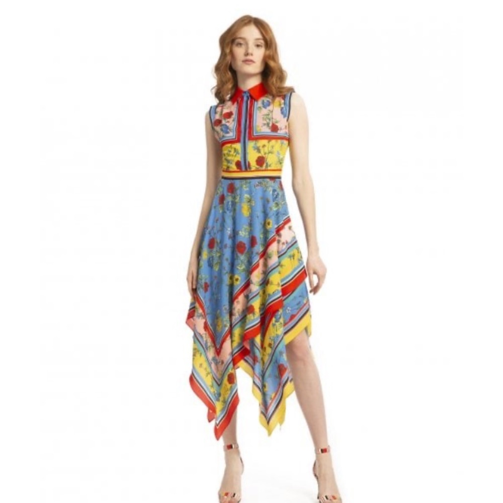 Alice + Olivia Farrah Collared Handkerchief Dress